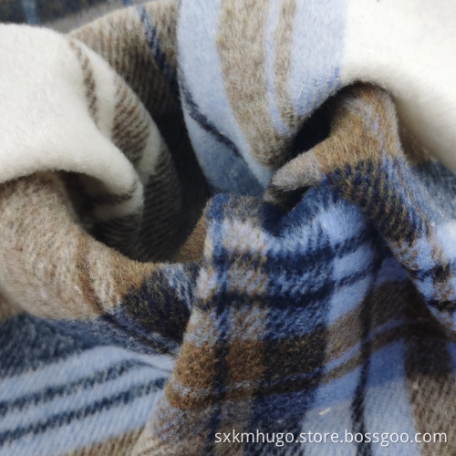 CVC Polyester Cotton Flannel Check Twill Shirt Fabric